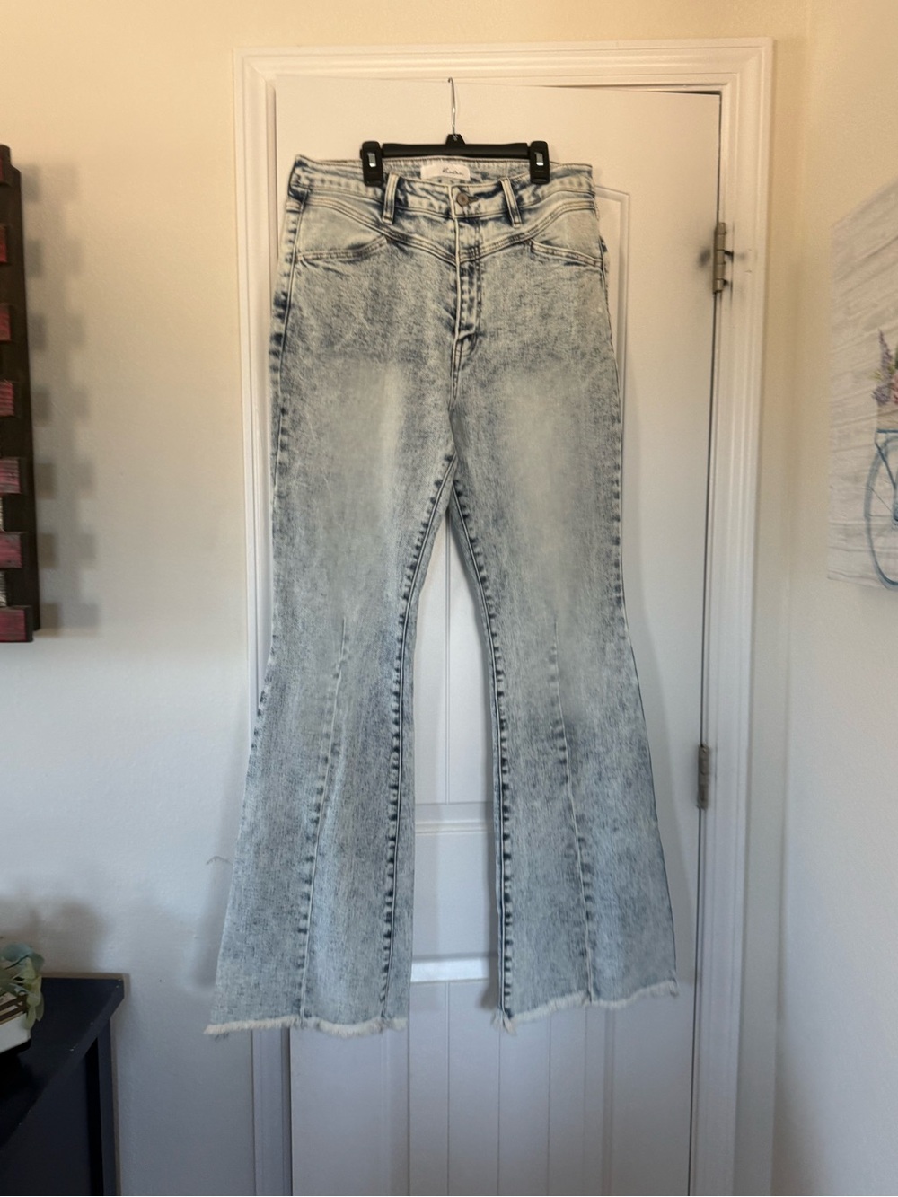 KanCan Light Acid Wash Wide Leg Jeans - Light Blue